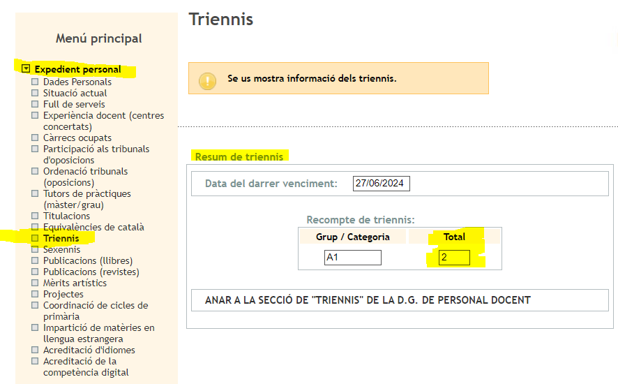 triennis docents on apareixen